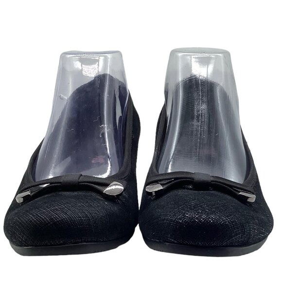 MUNRO AMERICAN 8W 8 Wide Randa Crosshatch Wedge Pump Heel Metallic Sparkle Black - Picture 3 of 11